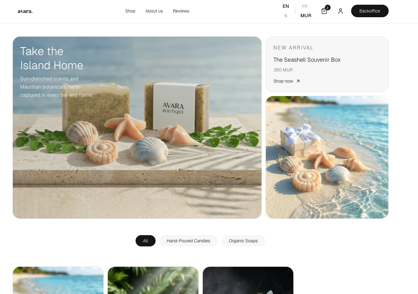 Avara Boutique homepage